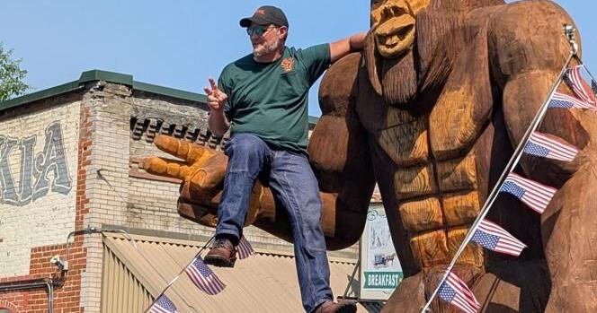 Jeremy Wells in the 2026 Kooskia Days parade with Squatchy photo