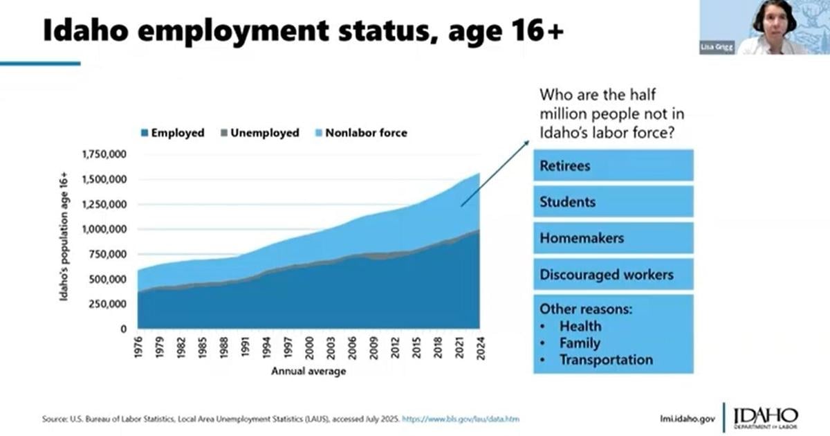 Idaho’s ‘not in labor force’ category; labor force statistics