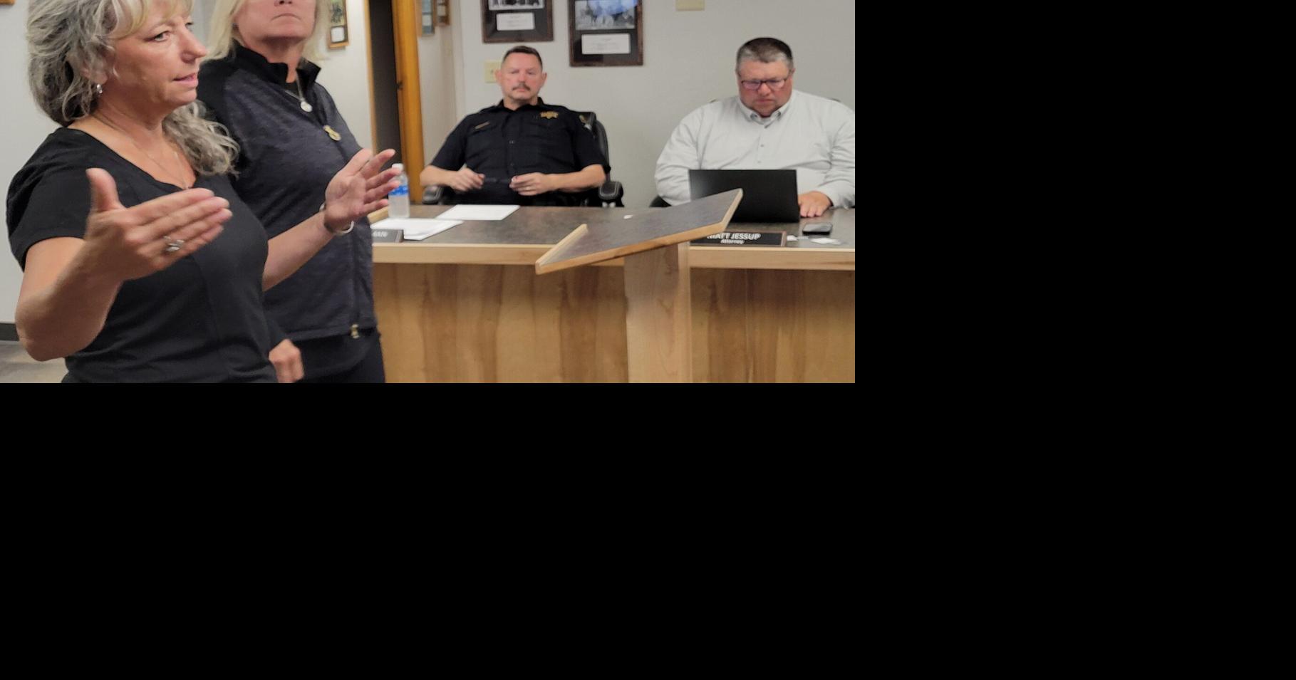 Rachel Young and Kirstin Jensen explain proposed Grangeville Longest Table event photo