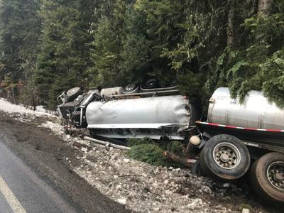 tanker crash gas accident truck fuel highway gallon resulting spill investigates state idahocountyfreepress cleanup expected friday march week last after
