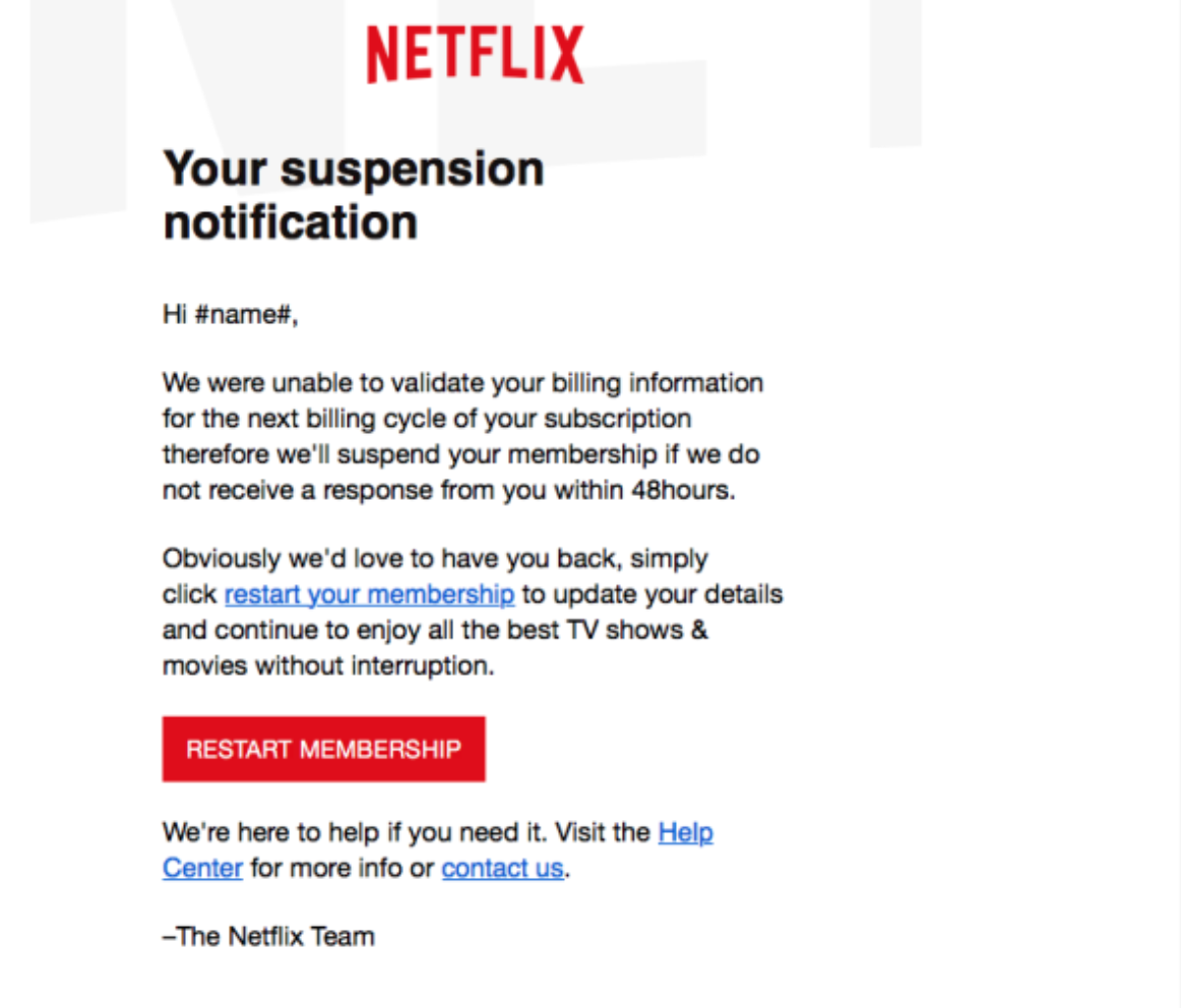 Netflix email scam circulating online | Columbia Basin | ifiberone.com