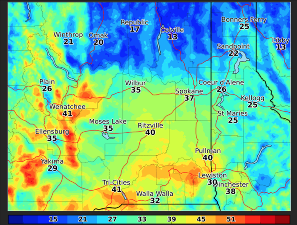 Excessive winds forecast for Saturday; Wenatchee and Waterville plateau