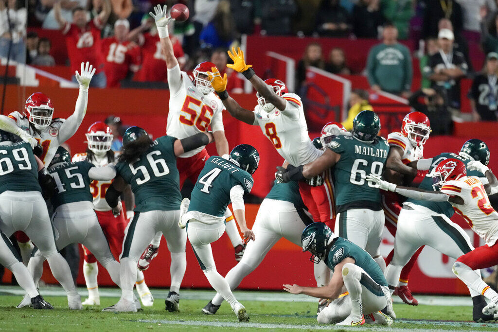 Philadelphia Eagles tight end Dallas Goedert poses for a portrait at NFL  football Super Bowl 57 opening night, Monday, Feb. 6, 2023, in Phoenix. The  Kansas City Chiefs will play the Philadelphia