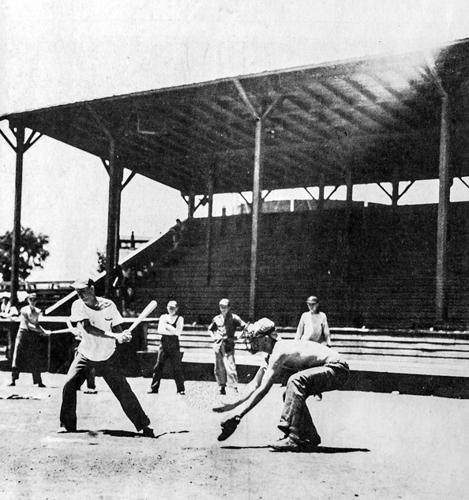 Playing ball at Webb Field in Concord
