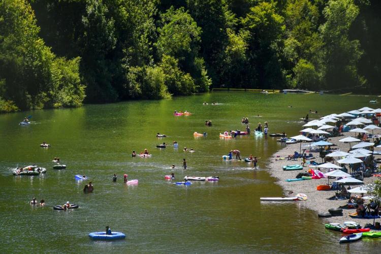 Johnson's Beach, along the Russian River, is one of the most popular spots along the lower Russian River on Tuesday, July 28, 2026 in Guerneville, CA..