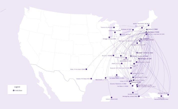 Avelo bases and destinations