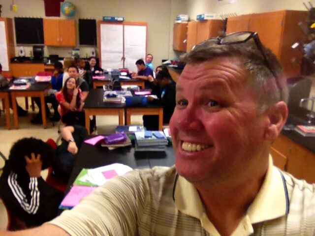 Joe Hudson with his class.