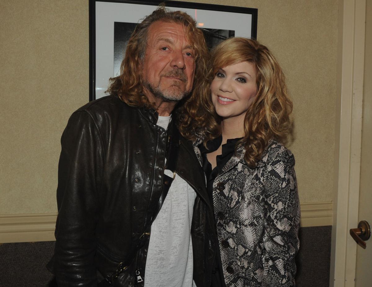 Singers/songwriters Robert Plant and Allison Krauss backstage at the 10th Americana Music Association honors and awards at the Ryman Auditorium on Oct. 13, 2011 in Nashville, Tennessee.