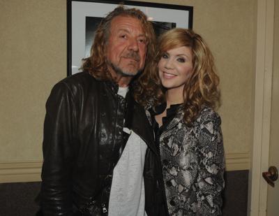 Singers/songwriters Robert Plant and Allison Krauss backstage at the 10th Americana Music Association honors and awards at the Ryman Auditorium on Oct. 13, 2011 in Nashville, Tennessee.