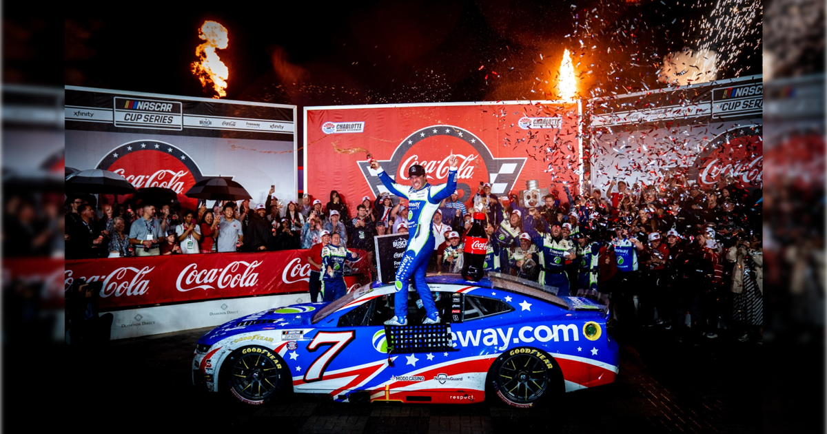 Daniel Suarez wins emotional, rain-shortened Coca-Cola 600
