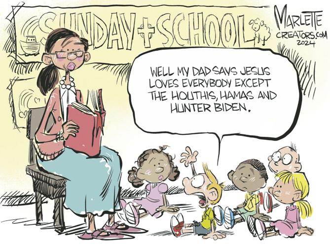 Cartoons: Sunday school lesson, Uvalde report and man boobs