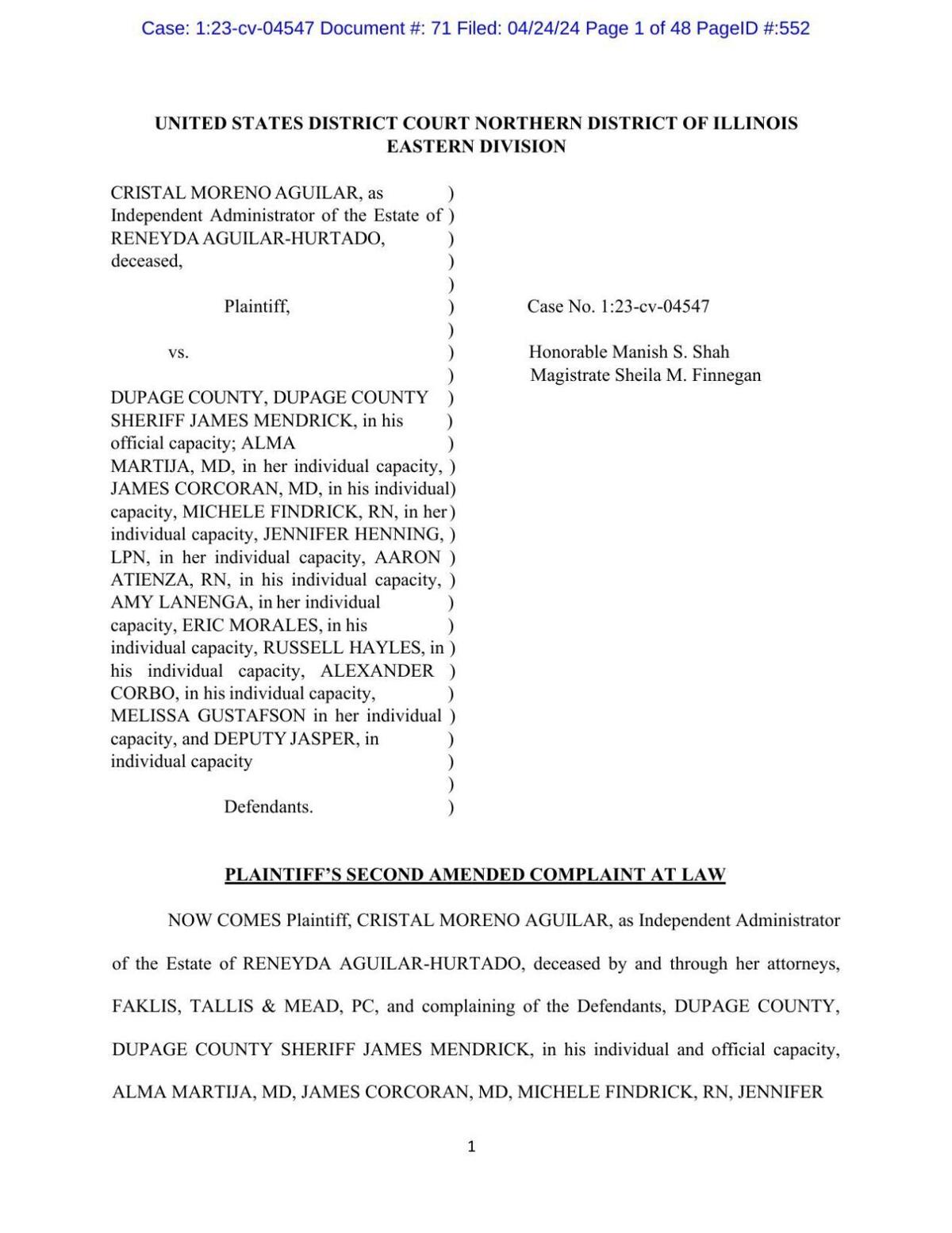 Aguilar V. DuPage County Complaint