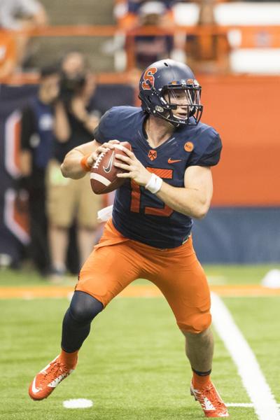 Rex Culpepper of the Syracuse Orange moves in the pocket during the second half against the Central Connecticut State Blue Devils on Sept. 1, 2017, at The Carrier Dome in Syracuse, New York.