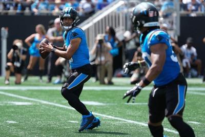 Sep 13, 2026; Charlotte, North Carolina, USA;  Carolina Panthers quarterback Bryce Young (9) looks to throw in the first quarter against the Chicago Bears at Bank of America Stadium.  Mandatory Credit: Jim Dedmon-Imagn Images