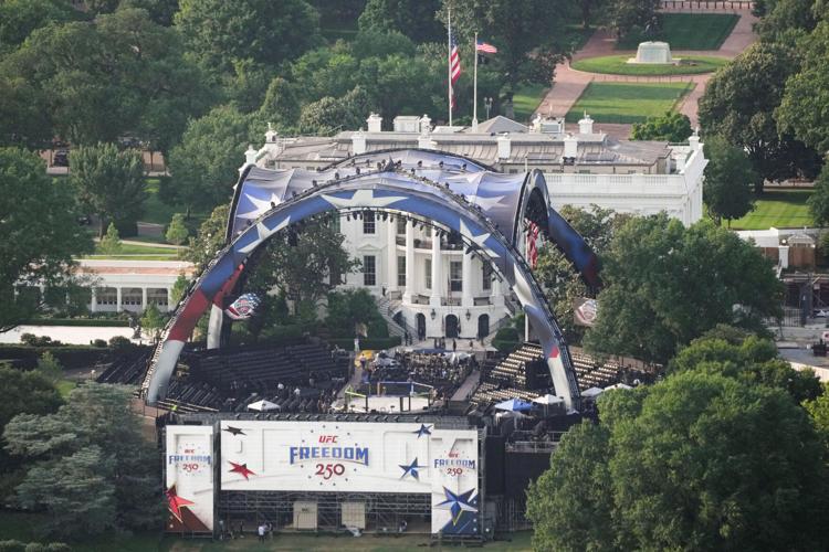 Preparations ahead of the UFC Freedom 250 fights, at the White House