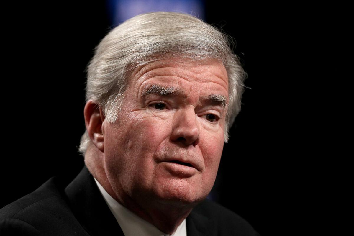 President of the National Collegiate Athletic Association Mark Emmert speaks to the media ahead of the men's bakstball Final Four at U.S. Bank Stadium in Minneapolis on April 4, 2019.