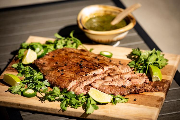 Flank steak with Asian chimichurri
