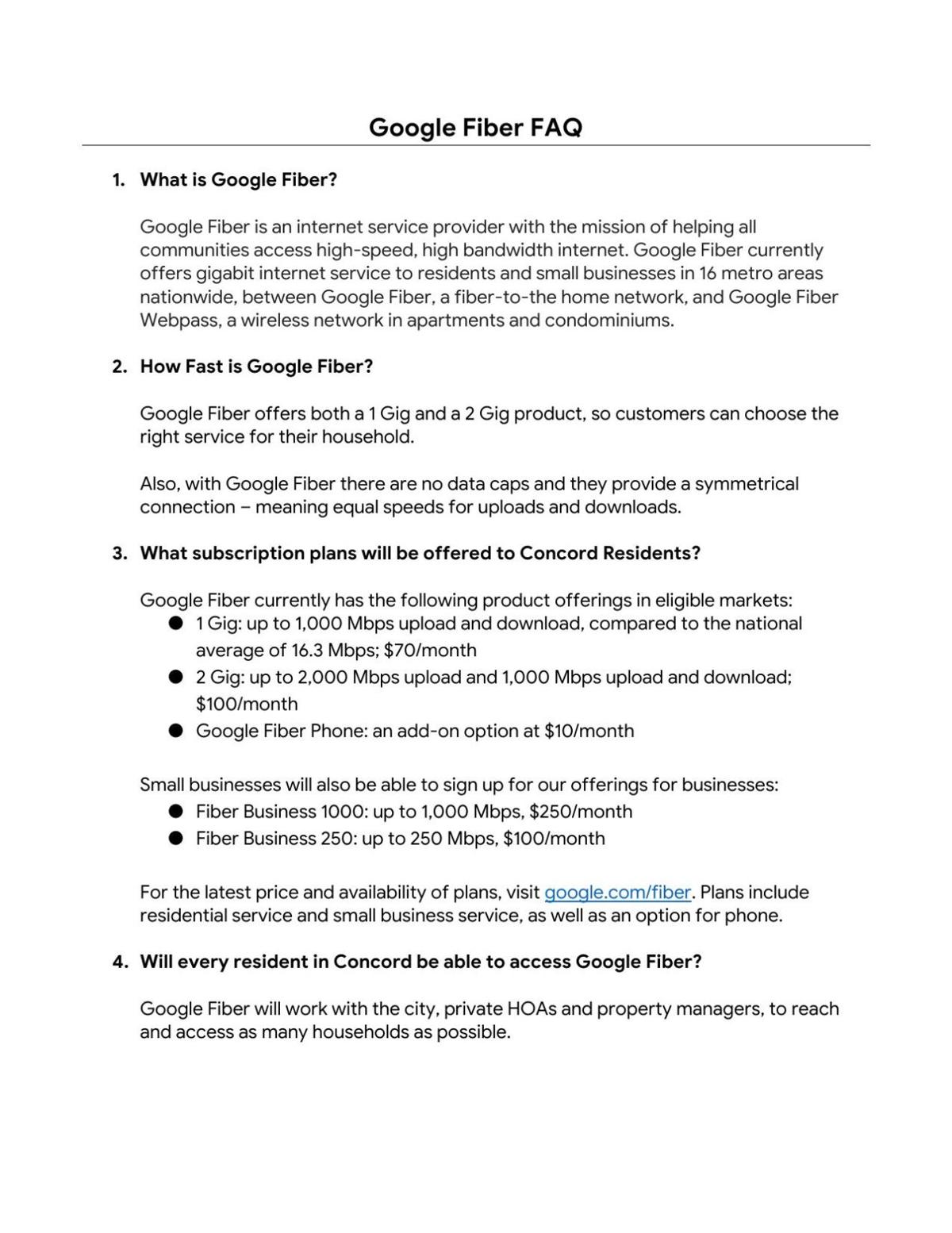 Google Fiber FAQ