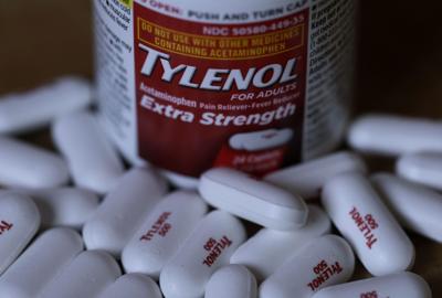 In this photo illustration, Tylenol caplets are displayed on Sept. 22, 2025, in San Anselmo, California.