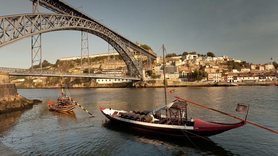 In Porto, flat-bottom boats called “rabelos” are a frequent sight along the Douro River. (Dominic Arizona Bonuccelli, Rick Steves’ Europe)
