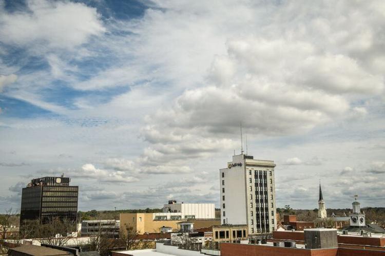 Downtown Fayetteville skyline on Monday, March 4, 2024. In the photo are Fayetteville’s second and third tallest buildings. Dogwood State Bank building stands as the city’s second tallest building  at 158 feet and the Self-Help building, which was built...
