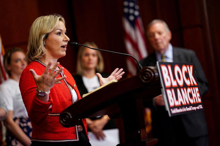 FILE PHOTO: Epstein survivors speak against Todd Blanche's nomination to be U.S. Attorney General