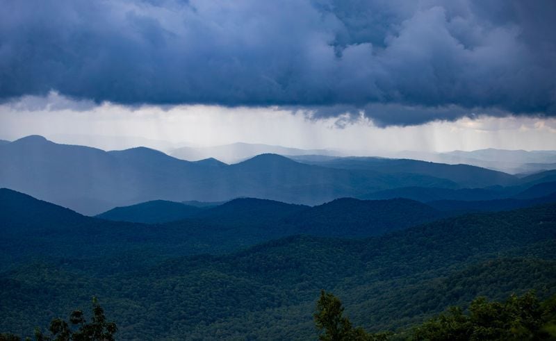 The Blue Ridge Mountains, as seen from Cherry Cove Overlook in Pisgah National Forest, Aug. 15, 2025.