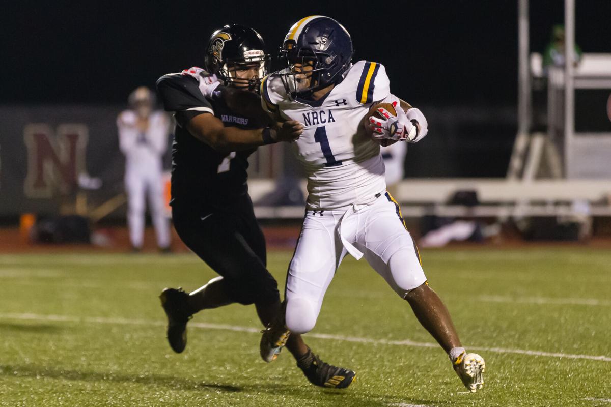 The Cabarrus Warriors (Cannon School / Concord First Assembly) defeat the North Raleigh Christian Academy Knights 21-14 on Friday Night.