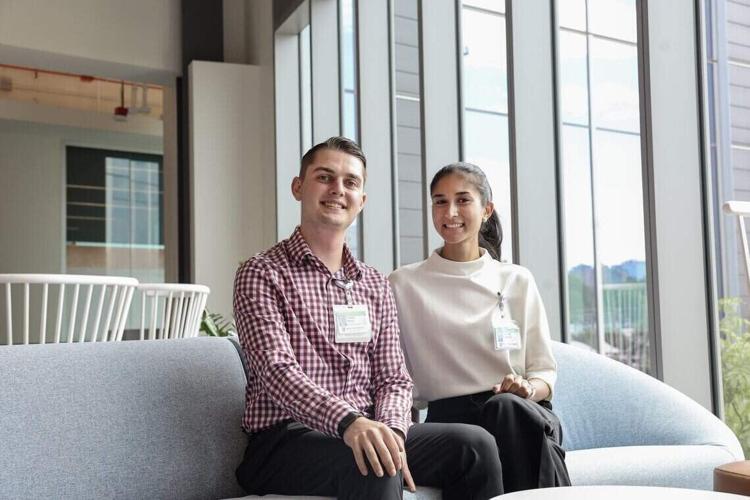 Second-year medical students Lonnie Smith, left, and Alisha Kamath attend the Wake Forest University School of Medicine in Charlotte as the campus welcomes its second incoming class.