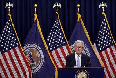 Federal Reserve Chair Jerome Powell holds news conference at Federal Open Market Committee meeting on March 22.