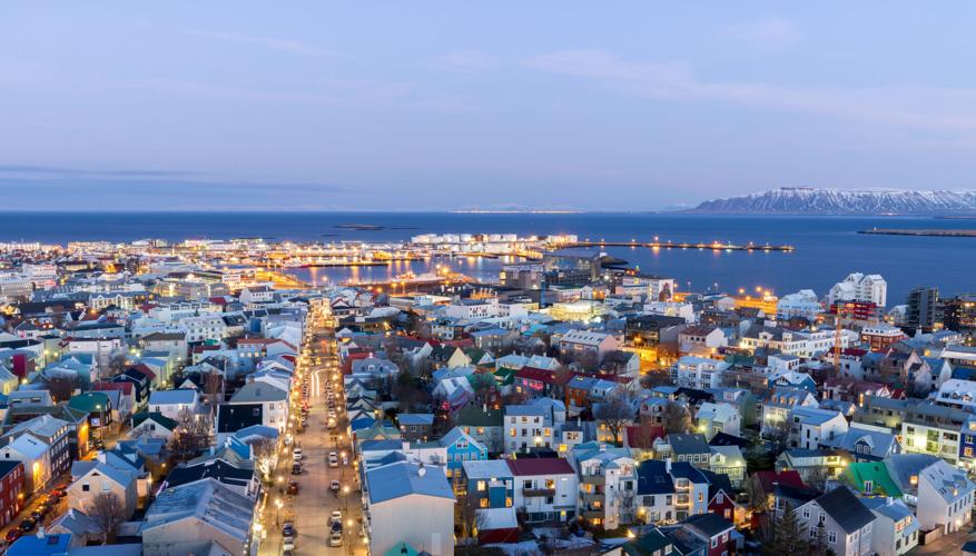 Iceland: Reykjavik skyline at dawn