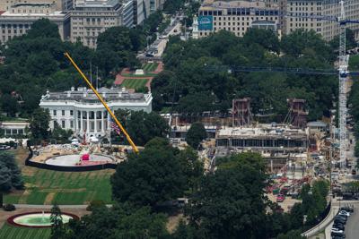 View of the White House and the ongoing Ballroom construction in Washington