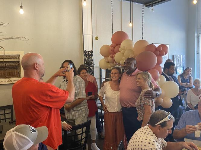 Mark Robinson meets with supporters
