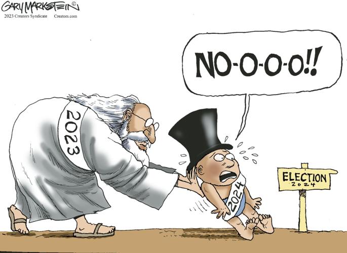 Cartoons: New Year and new elections; keep looking up and cookies in a ...