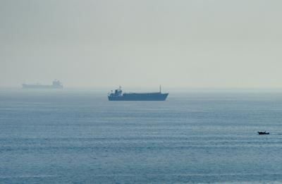Vessels in the Strait of Hormuz, as seen from Musandam
