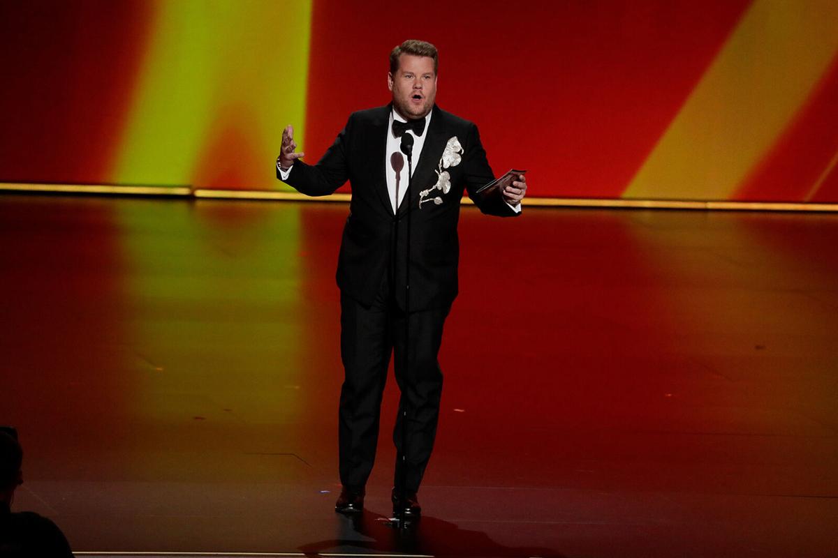 James Corden on stage at the 71st Primetime Emmy Awards at the Microsoft Theater in Los Angeles in 2019..