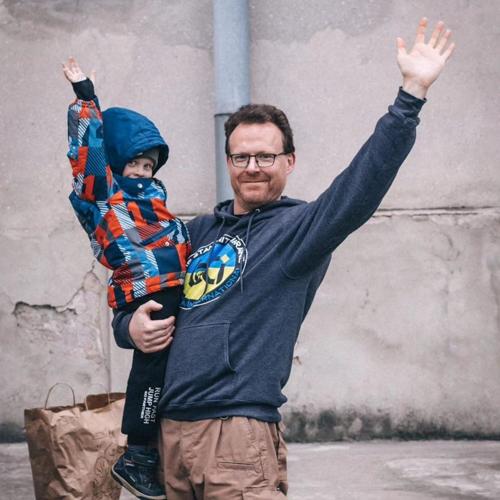 Dave Kovalchick with Ukrainian child