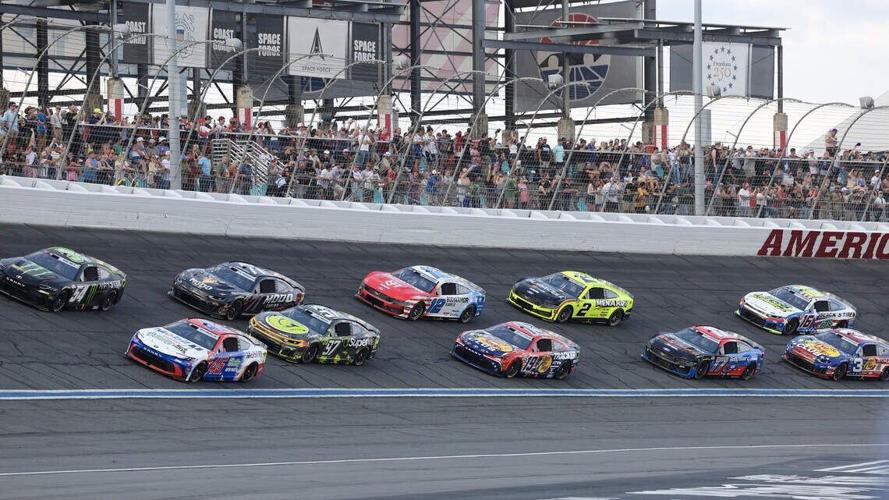 A portion of the field starts at the Coca Cola 600 at turn four at Charlotte Motor Speedway Sunday, May 24, 2026.
