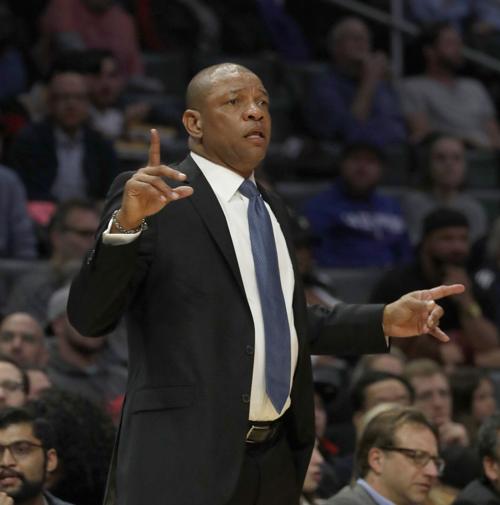 Los Angeles Clippers head coach Doc Rivers on the sidelines against the Denver Nuggets on January 17, 2018, at Staples Center in Los Angeles.