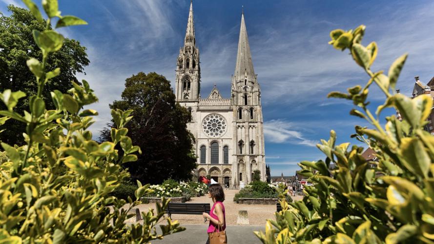 Chartres' cathedral shows off the unity of architecture, statuary, and stained glass that epitomize France's Gothic style.