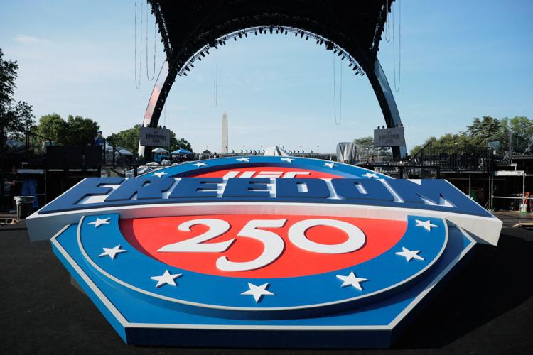 Setup ahead of the UFC Freedom 250 fights on the South Lawn of the White House in Washington