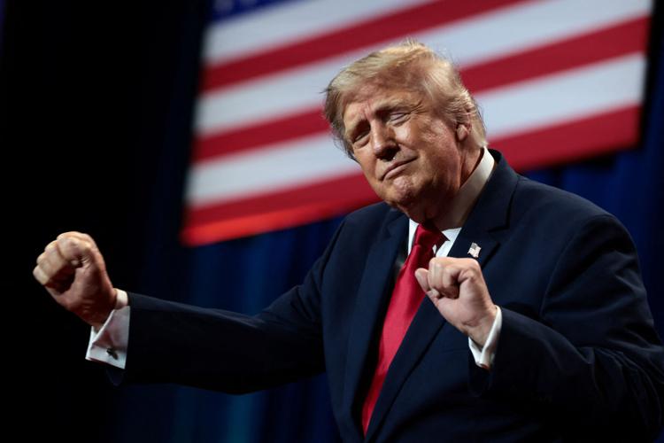 U.S. President Donald Trump delivers remarks at Red Rock Casino Resort Spa in Las Vegas