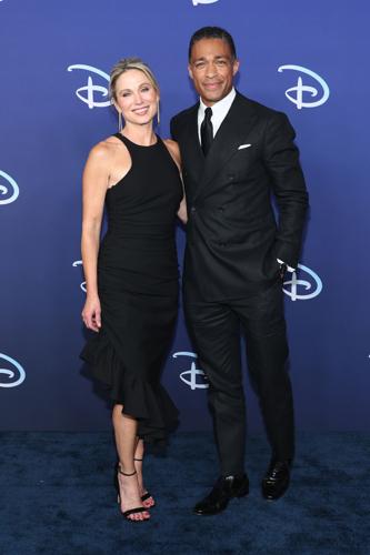 Amy Robach and T.J. Holmes attend the 2022 ABC Disney Upfront at Basketball City on May 17, 2022, in New York City.