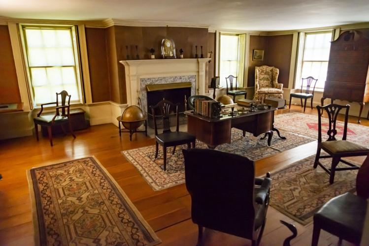 Interioro of John Adams house in Quincy, MA. Quincy MA- JULY 7, 2018: Interior of John Adams house during his presidential manadte, Adams National Historical Park in Quincy, MA..