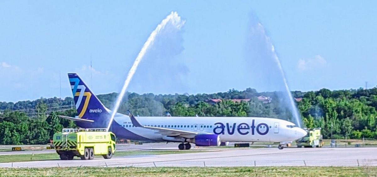 Avelo flight w/ water cannons