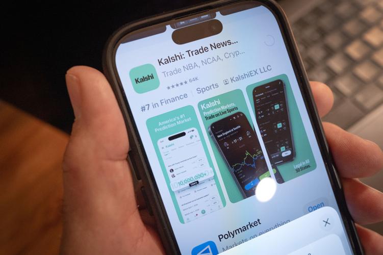 In this photo illustration, an app for Kalshi, an online prediction market site, is shown on Feb. 25, 2026, in Chicago.
