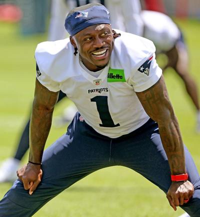 New England Patriots wide receiver A.J. Brown during OTAs at Gillette Stadium in Foxborough, Massachusetts.