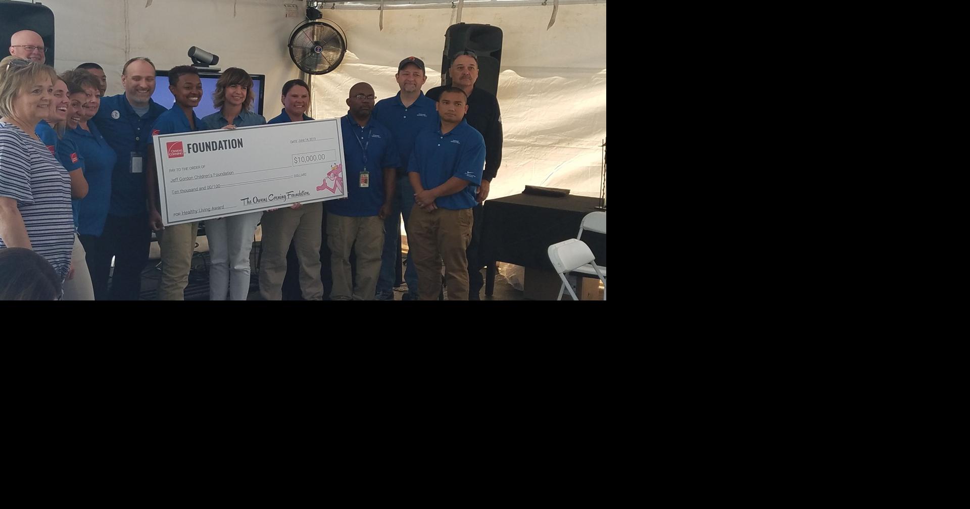 Owens Corning rewards Concord plant for health initiative; donates to Jeff Gordon Children’s Center