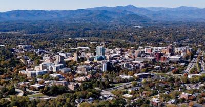 An aerial view of Asheville, Oct. 17, 2025.