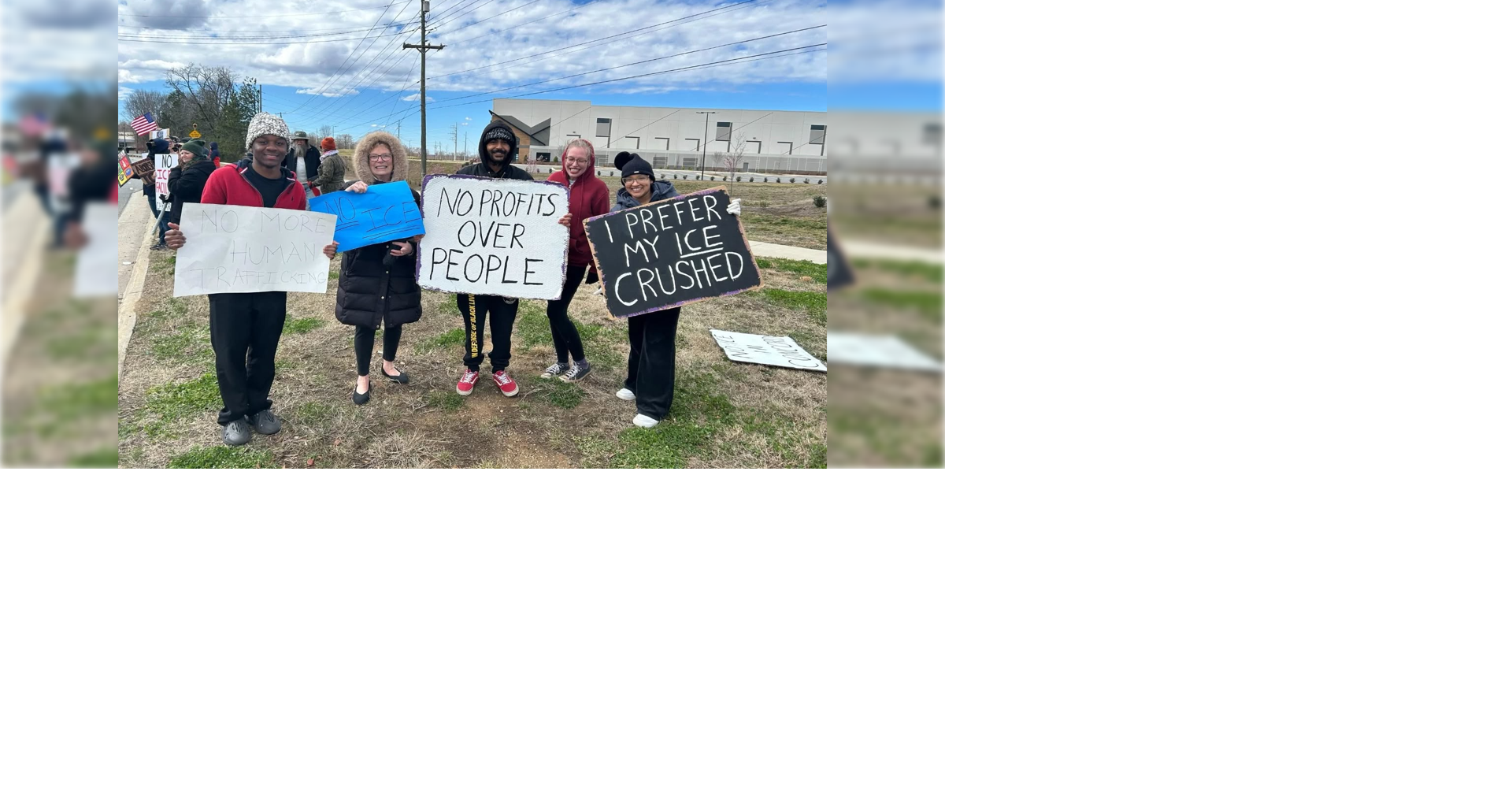 Protesters line street outside possible ICE detention center